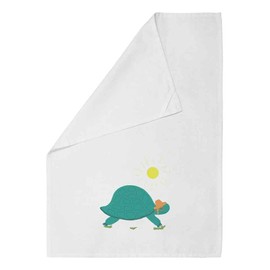 'Tortoise With A Sun Hat And Glasses' White Cotton Tea Towel/Dish Cloth (TW00036834)
