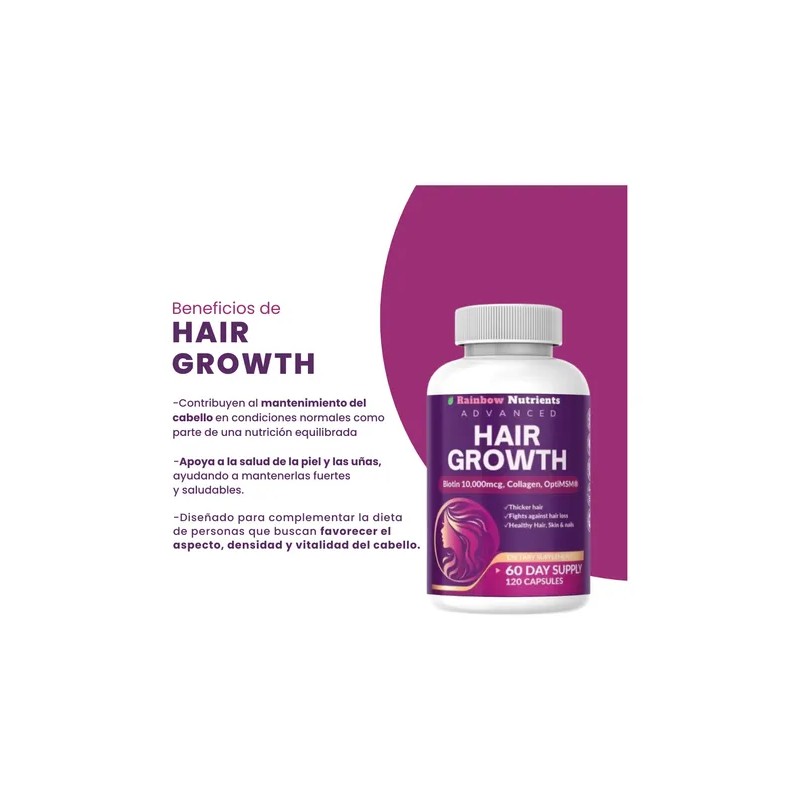 2pack Suplemento Hair Growth Biotina Colágeno 240 Cápsulas