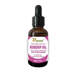 100% Pure Natural Organic Cold Pressed Rosehip Oil for Face. Natural Moisturiser Carrier oil for Skin, Hair and Nail. KOSHER & VEGAN Certified. 30 ml