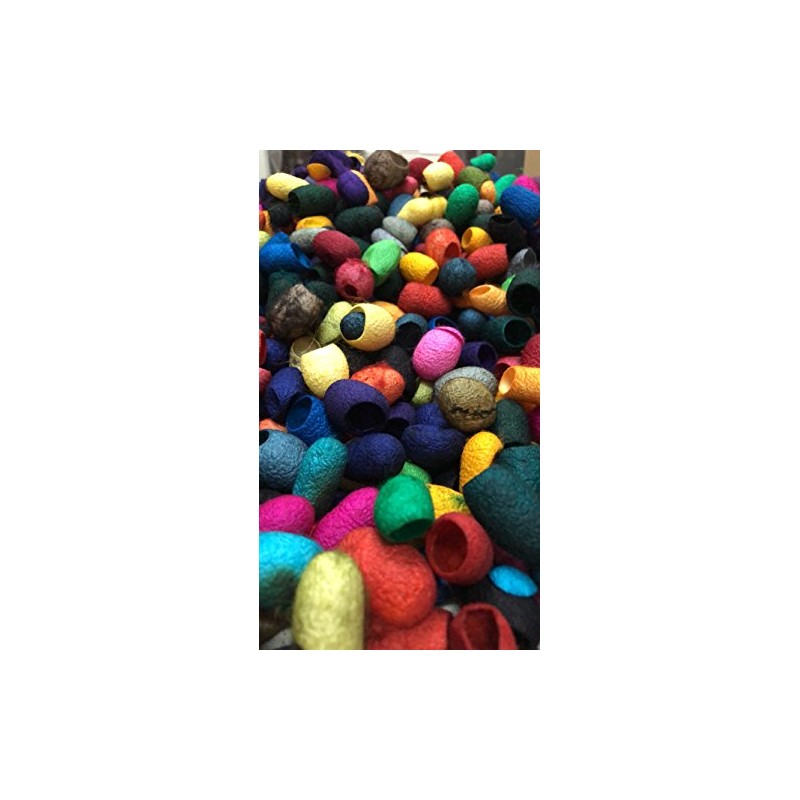 Capullos de seda teñidos a mano, capullos cortados de seda,
