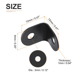 DTGN 10pcs 12x12x9mm (LxWxH) L Bracket Square Brace for Wood Furniture Repair Metal Right Angle Brackets Black