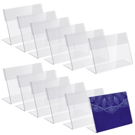 hocadon Pack of 12 A6 Acrylic Counter Stands, 15 x 10 cm, A6 Stand, L Stand Advertising Stand, L Stand A6 for Restaurants, Weddings, Photos, Brochure