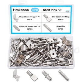 Hmknana 100PCS 4 Styles Shelf Pins Kit - Nickel Plated Shelf Bracket Pegs & Shelf Support Pins,Dowel Pin and Shelf Holders for Shelves Cabinet Furniture Closet etc