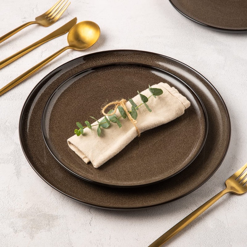 LERATIO Ceramic Dinner Plates Set of 6, 10.5 Inch Reactive