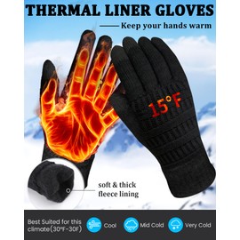 3 Pairs Winter Gloves for Women, 3-Finger Touch Screen Elastic Thermal Knit Lining, Warm Gloves for Cold Weather