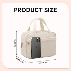 Aucuu Women's Large Cosmetic Bag, Cream, cream-coloured, Classic