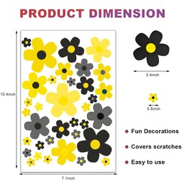 KVAEY Flowers Car Stickers Set, Self Adhesive Daisy Flower Label Stickers for Car Body Mirror Window, Waterproof Hippie Stickers for Car Scooter Laptop Decoration, Car Accessories (Style H)
