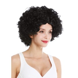 WIG ME UP - DH1101-ZA103 Women's Carnival Wig Funky 60s 70s Funk Afro Curls Centre Parting Black