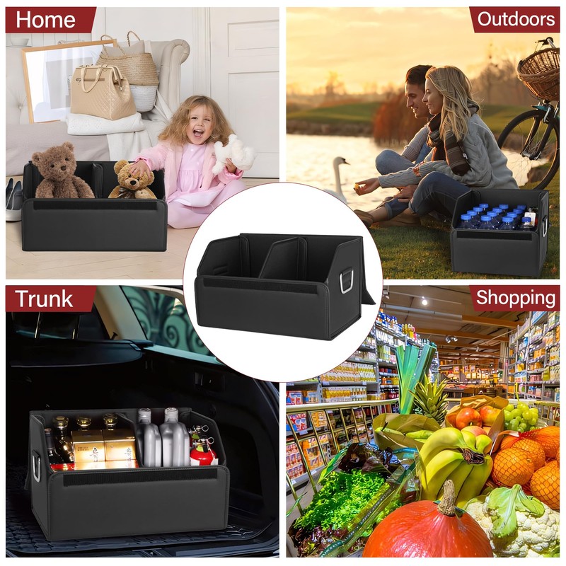 JEYODA Suede Leather Trunk Organizer, Large Capacity Soft Car Organizers