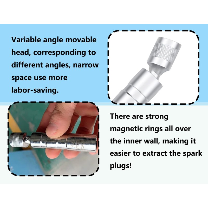 KAPSING Spark Plug Wrench Set, 14 mm/16 mm, Universal Magnet,