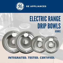 GE GE68C OEM 6" and 8" Drip Pan Kit (Chrome) Appliances Electric Range or Stoves Kitchen, Solid Black