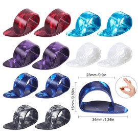 12pcs Adjustable Finger Thumb Picks Set Includes 8pcs Silver Stainless Steel Finger Picks and 4pcs Plastic Thumb Picks for Guitar Banjo Harp Bass Plectrum (Grey)