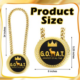 Tondiamo Greatest of All Time Turnover Chain Medal 6" Big Gold Champ Goat Medal Necklace Award for Goat Football MVP Necklace Champion Chain Fantasy Sports Award Football Turnover Chain