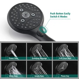 UCLIMAA Handheld Shower Head with Slide Bar Combo, 6 Settings Handheld Shower with ON/OFF Pause Switch, Adjustable Height 27.5" Long Slide Bar, Wall Supply Elbow, 6.6ft Shower Hose, Oil Rubbed Bronze