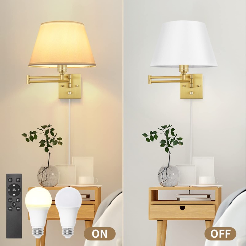 TRLIFE Remote Control Dimmable Wall Sconce, Adjustable Color Temperature 2700K-6500K