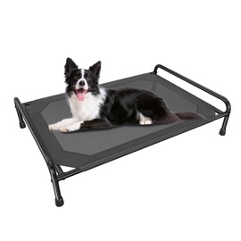 Ekisemio Elevated Dog Bed, Raised Outdoor Dog Bed for Large Sized Dogs, Waterproof Large Pet Cot, Big Pet Cot Load 350lbs, Black