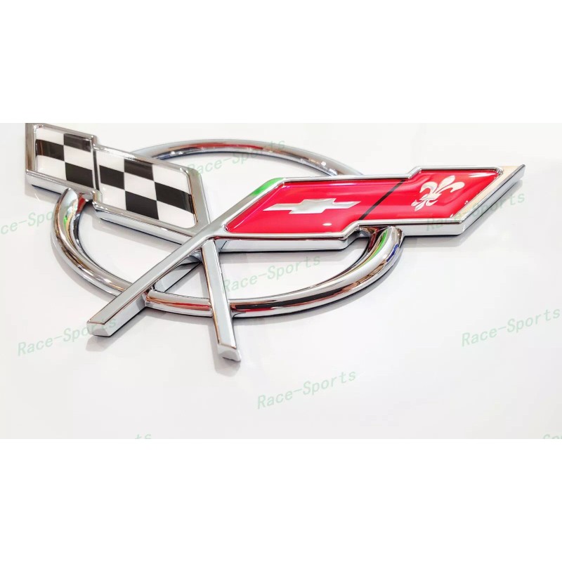 AUTO 1PC Chrome Rear Deck Lid Cross Flags Emblem Badge