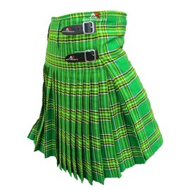 AAR Mens Scottish Tartan Kilt - 13oz Highland Casual Kilt for Men - 11 Tartans - Irish Green