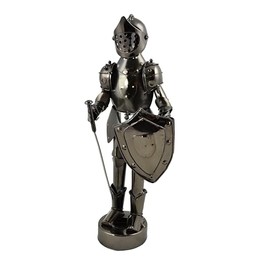 Threestar 11" Polished Metal Knight Statue Holding Sword