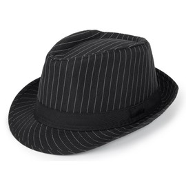 Vikodah Trilby Fedora Hat for Men Sun Protection Panama Sun Hat Classic Striped Jazz Hat, black