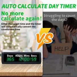 YZ Digital 999 Days Countdown Timer, Count Up/Count Down Clock with Remote, 12/24 Hour Real Time, Event Countdown Clock Large Display, Countdown Calendar for Retirement/Pregnancy/Birthday/Christmas