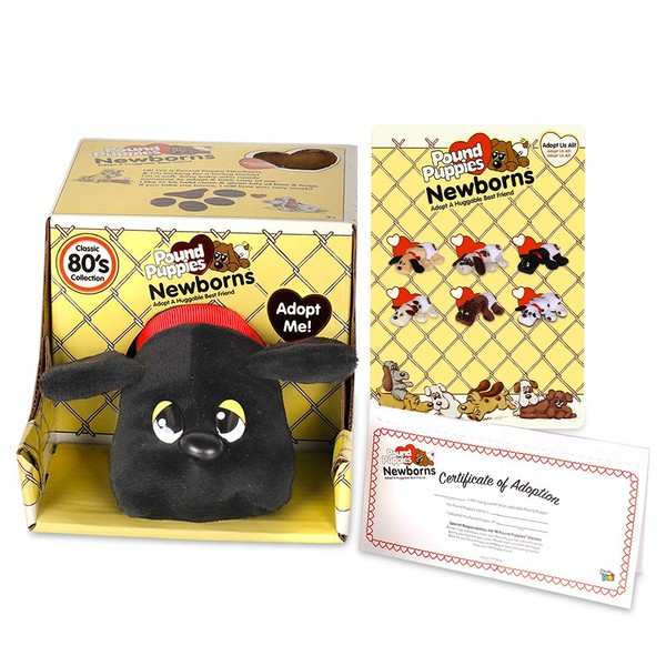 Pound Puppies Newborns - Classic Stuffed Animal Plush Toy - 8" - Black - Great Gift for Boys & Girls