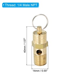 PATIKIL 1/4 Male NPT Safety Valve, 2 Pack Pressure Release Valve Air Release Valve for Air Compressor, 135 PSI Set Pressure