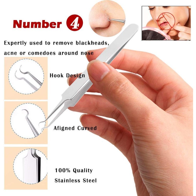 Blackhead Remover Comedone Squeezer Set, elloLife Blackhead Remover with Stainless