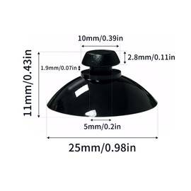 HE ZHI LONG 20 Packs MINI Thicker Suction Cups 25mm/0.98 Inch Black Sucker Pads Without Hook for Glass Home Organization Decoration