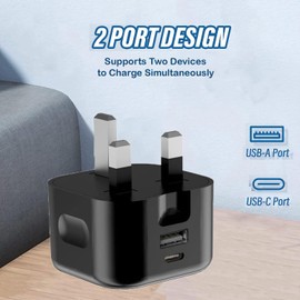 KP TECHNOLOGY Multi Port Fast Charger for Motorola Moto E15 / G15 / G05 / G75 / G55 / G35 / E14 / G85 / G04 G14 G24 G34 G54 G84 / G13 G23 G53 G73 / G32 G62 G82 / G31 / G50 / E13 E20 E30 E40 (BLACK)