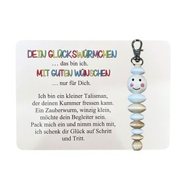 Glückswürmchen, Sorgenwürmchen handmade, Ranzenbaumler, Sorgenwurm, Worry worm, Mutmacher, Glücksbringer, Holz, Farbwahl (Weiß)