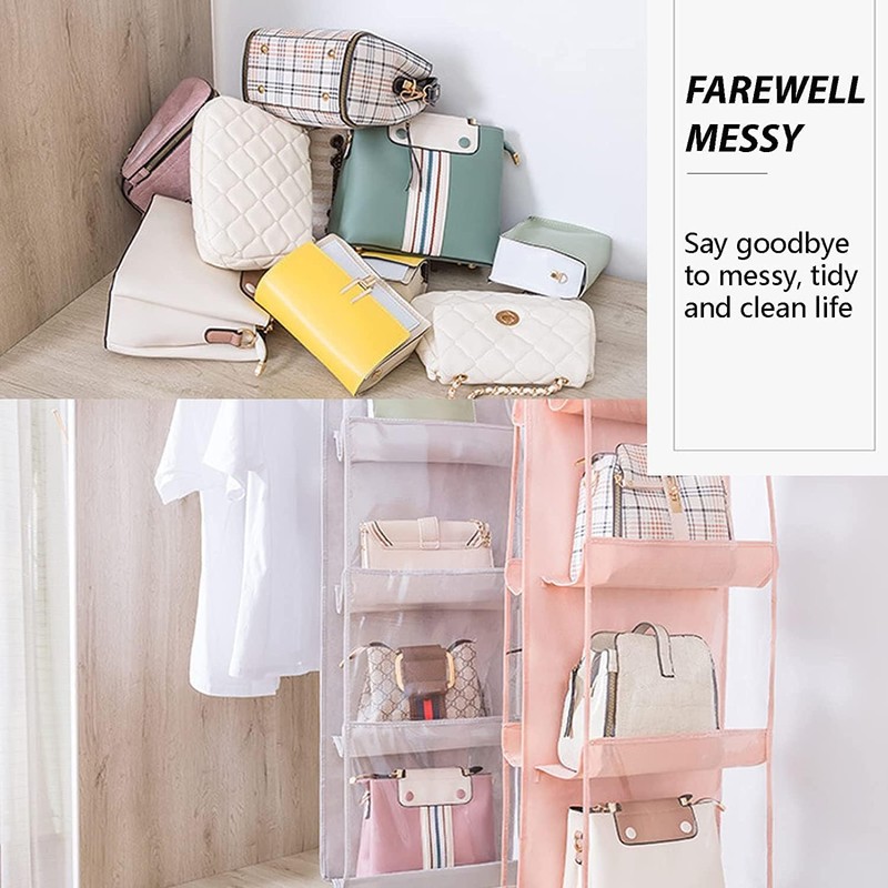 Handbag Hanging Organizer, 2 Pack Hanging Purse Organizer,Thickened Oxford Cloth+PVC