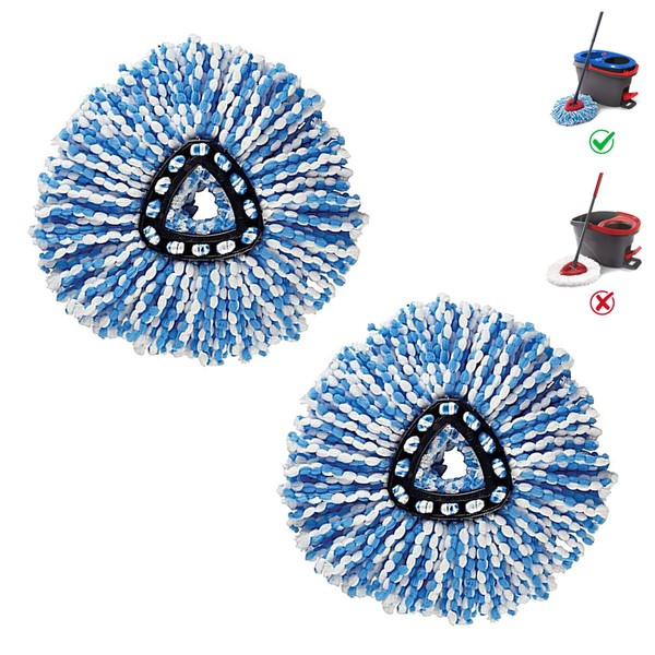 BonusLife 2-Pack Mop Head for O-Ceda RinseClean Spin Mop Refill 2-Tank System Only Easy Cleaning Microfiber Replacement