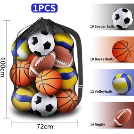 Extra Large Football Ball Net for 8-15 Balls Ball Bag with Drawstring and Shoulder Strap 72 x 100 cm Mesh Bag Ball Storage Ball Bag Football Net Football Net for Football Basketball Volleyball Rugby