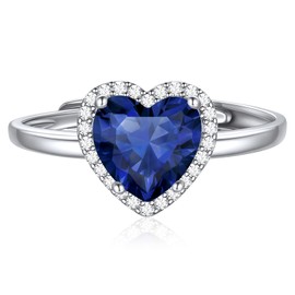 ChicSilver Blue Sapphire Ring for Women Sparkling September Birthstone Adjustable Rings for Women