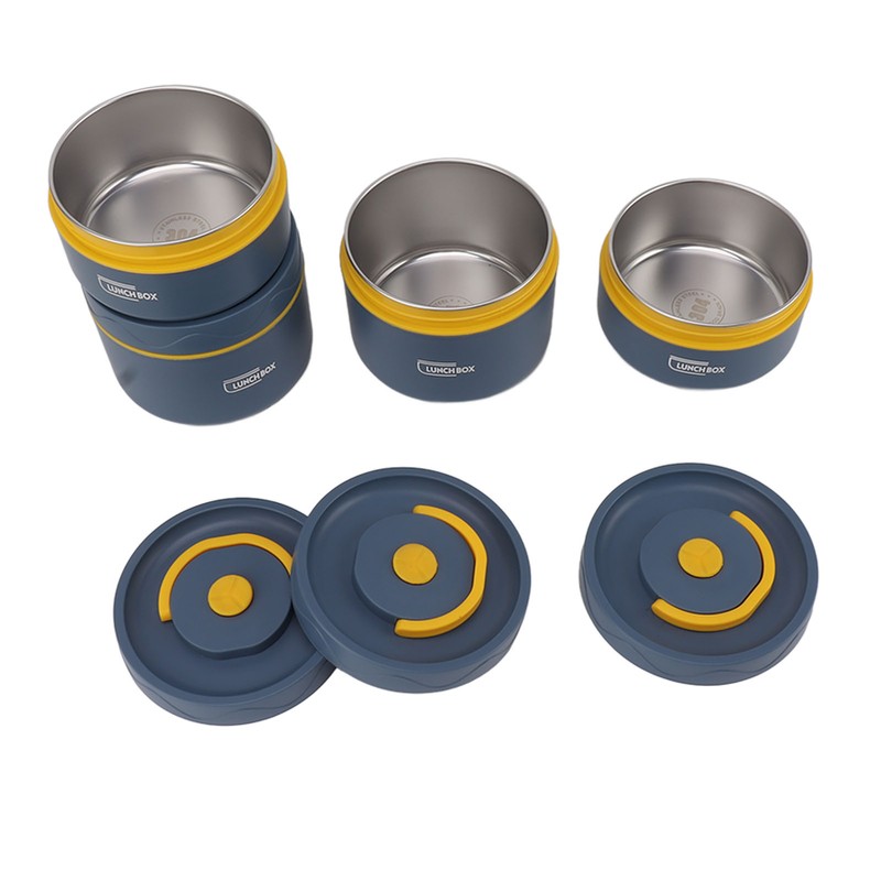 Bento Lunch Box Round with Lid Bag Leakage Proof Stainless