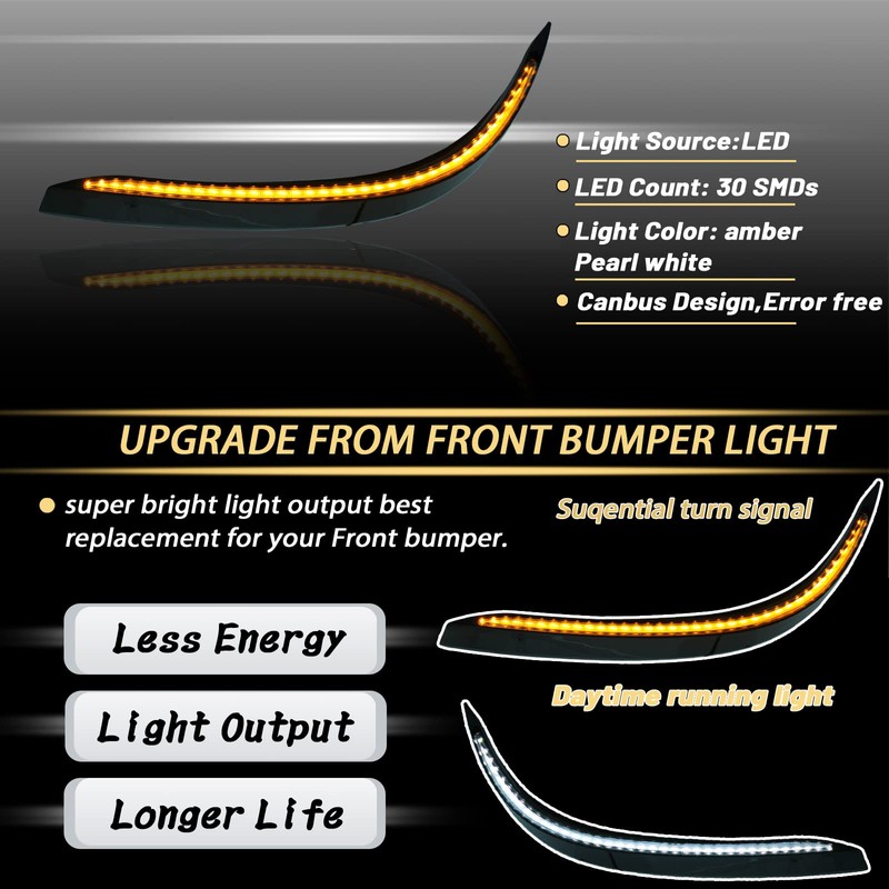 PGTOPONE Switchback White/Amber LED Front Bumper Fog Daytime Running Lamp