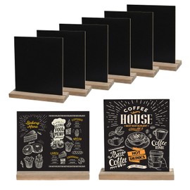 8 Piece Stand Chalkboard Small, Mini Chalkboard Set, Mini Boards for Writing on with Base, Double-Sided Buffet Signs, Price Tags for Birthday, Wedding, Bar, Café, 13 x 15 cm