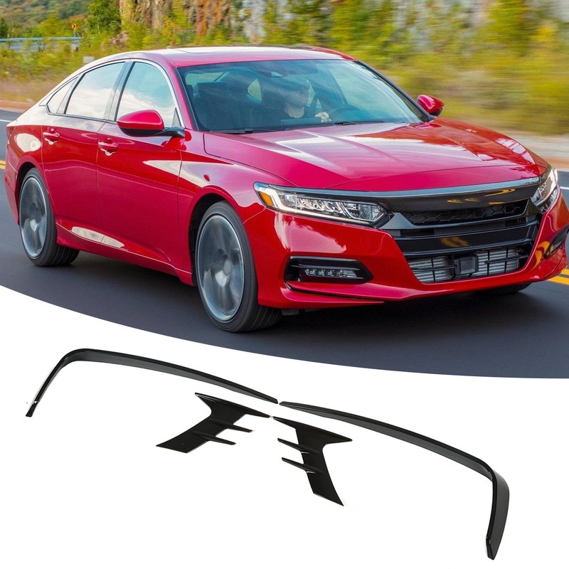 4Pcs Glossy Black Front Bumper Fog Light Eyebrow Cover Trim