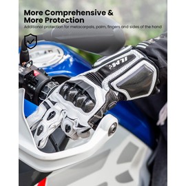 ILM Air Flow Leather Motorcycle Gloves for Men and Women Model-GRC01L (XXL, White-Long)