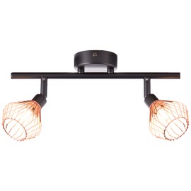 Ceiling lamp in retro design with Copper Cover, 2 x G9 33 W Metal Black/Copper