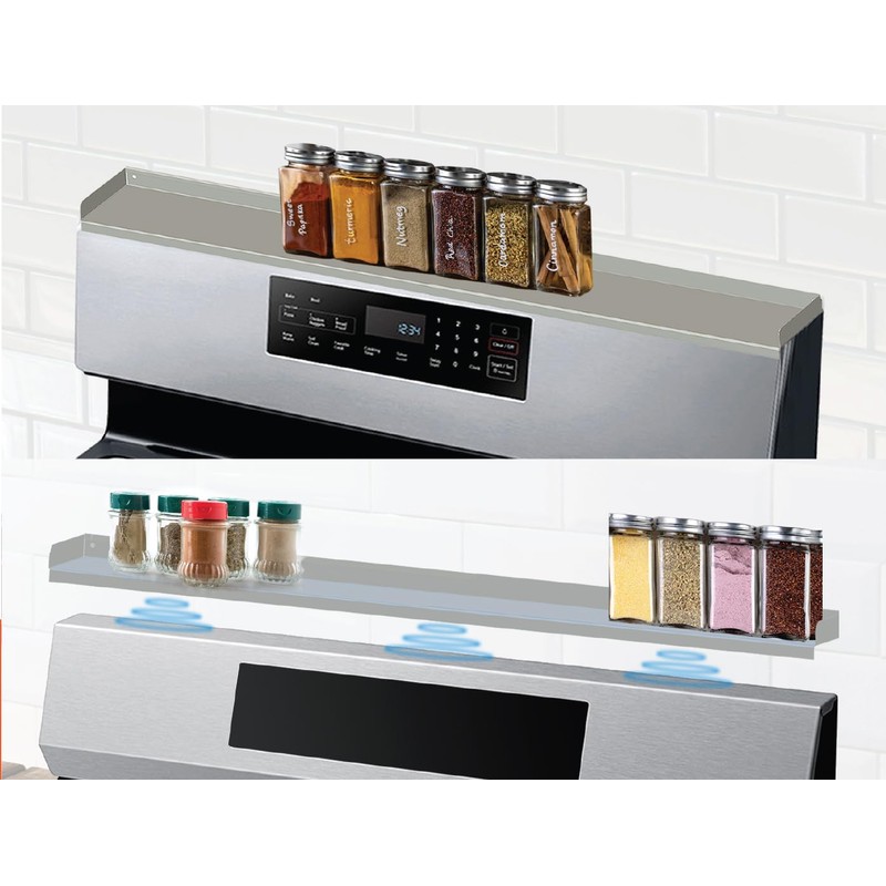 Performore Stainless Steel Oven Storage Shelf 15.5x3.75x2 – 2-Piece Interlocking