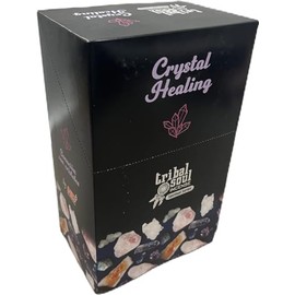 Tribal Soul Spiritual Incense Sticks Gift Box with Ceramic Holder for 12 Packs (Crystal Healing), Brown