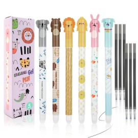 Pack of 6 Erasable Ballpoint Pens, 0.5 mm Gel Pen Erasable with Black Thermo-Sensitive Erasable Ink Rollerball Pen for Children Gift, Erasable Gel Pens with 6 Refills