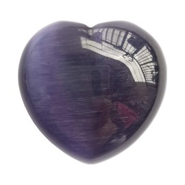 Bacatgem 1 Pcs Purple Cat's Eye Stone Palm Worry Carved Heart Love Stone,1.57 inchs Crystals and Healing Stones