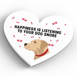 Global Designs Yellow Labrador Happiness Is Your Dog Snoring Katie Pearson Artworks Heart Shaped Wooden Magnet