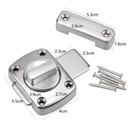 Dokpav Zinc Alloy Rotate Latch, Anti-Theft Rotating Lock Rotate Bolt Gate Latch Safety Door Slide Lock with Screws for Bedroom Toilet Bathroom Hotel Various Doors and Cabinet Windows Cupboard