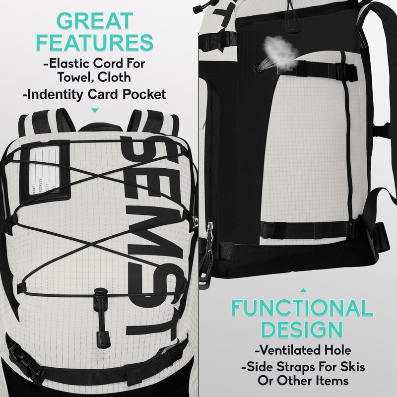 SEMSTY Ski Boot Bag, 55L Waterproof Snowboard & Ski Boots