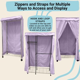 Formosa Covers Portable Garment Rolling Rack Cover - Protect Your Clothes from Dust Keep Your Room Looking Organized in Lilac Purple (Cover Only) (36"W x 18"D x 68"H)