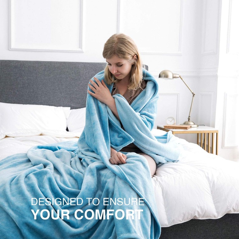 MOONLIGHT20015 Fleece Blanket Throws for Sofas - 400 GSM Blue